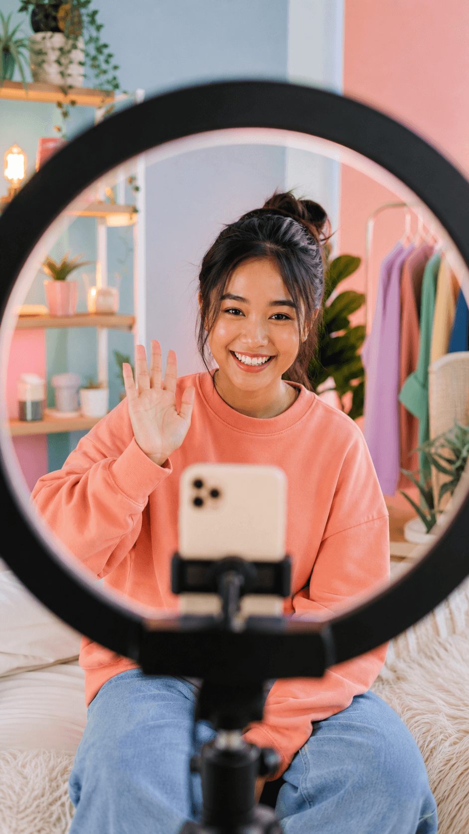 Creator recording a short-form video